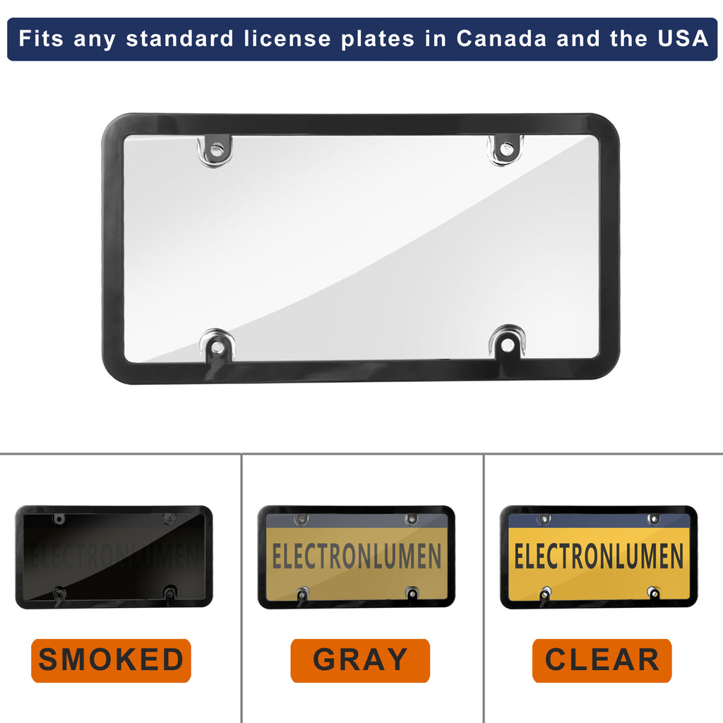 Clear License Plate Covers & Frame Holder Combo Fits Standard US Plates PC Material Unbreakable Number License Plate Protector, Pack of 2