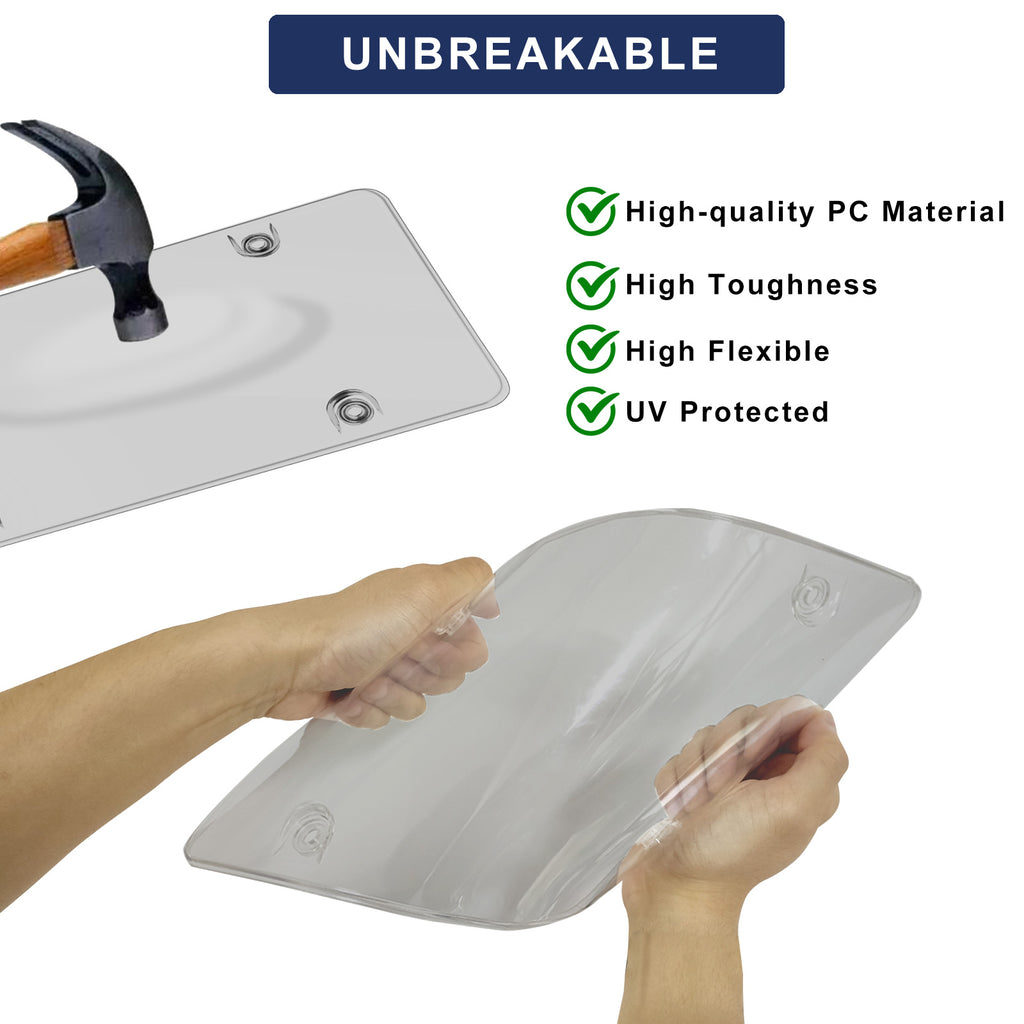 Smoked Gray License Plate Covers & Frame Holder Combo Fits Standard US Plates PC Material Unbreakable Tinted Number License Plate Protector, Pack of 2