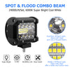 WinPower 4 Inch LED Pods, 120W 1200LM Flood Spot Combo Beam Pods Lights Off Road Light Bar Fog Lights Driving Work Light for Truck Pickup ATV UTV SUV Trailer Boat, White