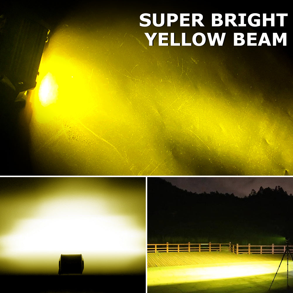WinPower 4 Inch LED Pods, 120W 1200LM Flood Spot Combo Beam Pods Lights Off Road Light Bar Fog Lights Driving Work Light for Truck Pickup ATV UTV SUV Trailer Boat, Yellow