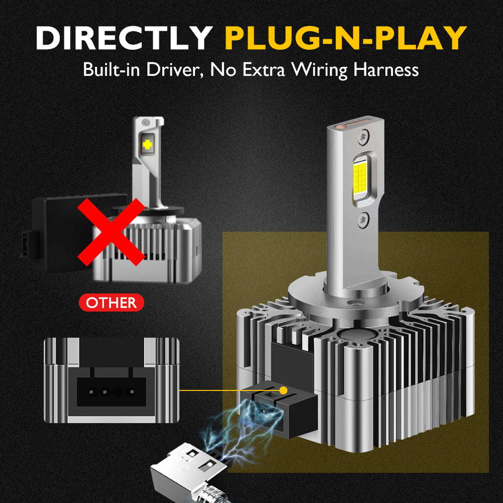 Winpower D1S D1R LED Headlight Bulbs N10 35W 6000K HID Replacement Lights Blubs
