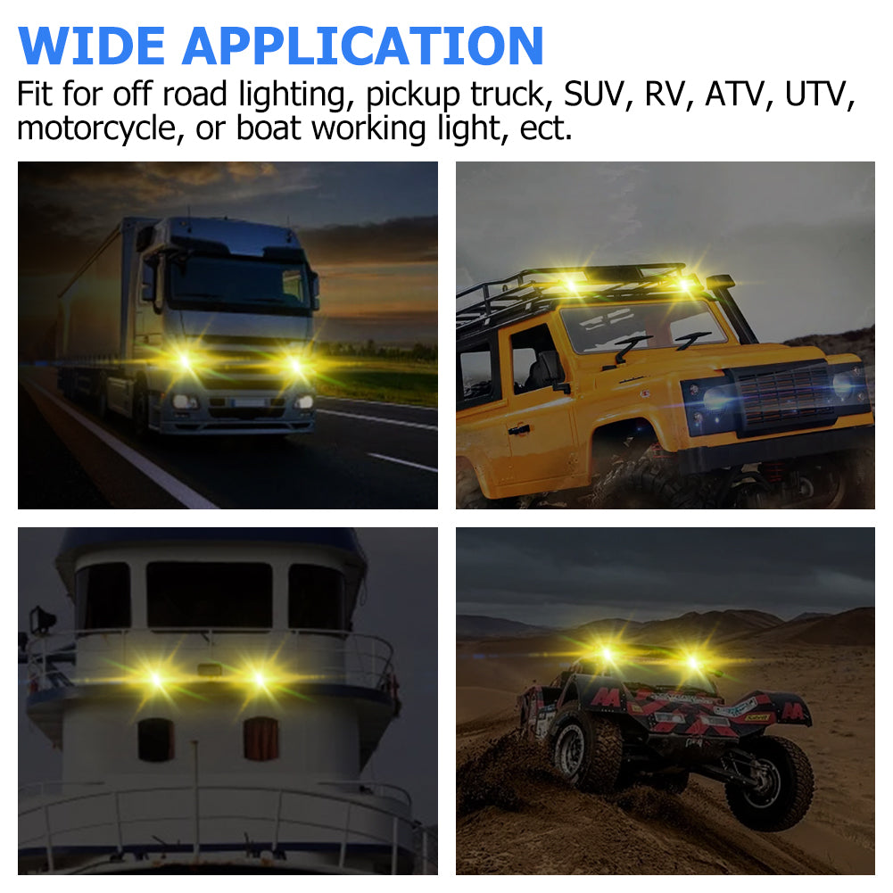 WinPower 4 Inch LED Pods, 120W 1200LM Flood Spot Combo Beam Pods Lights Off Road Light Bar Fog Lights Driving Work Light for Truck Pickup ATV UTV SUV Trailer Boat, Yellow