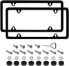 WinPower 2pcs Stainless Steel License Plate Frames Rustproof Holder Fit Standard US/CA License Plate 4 Holes, Black