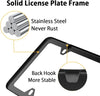 WinPower 2pcs Stainless Steel License Plate Frames Rustproof Holder Fit Standard US/CA License Plate 4 Holes, Black