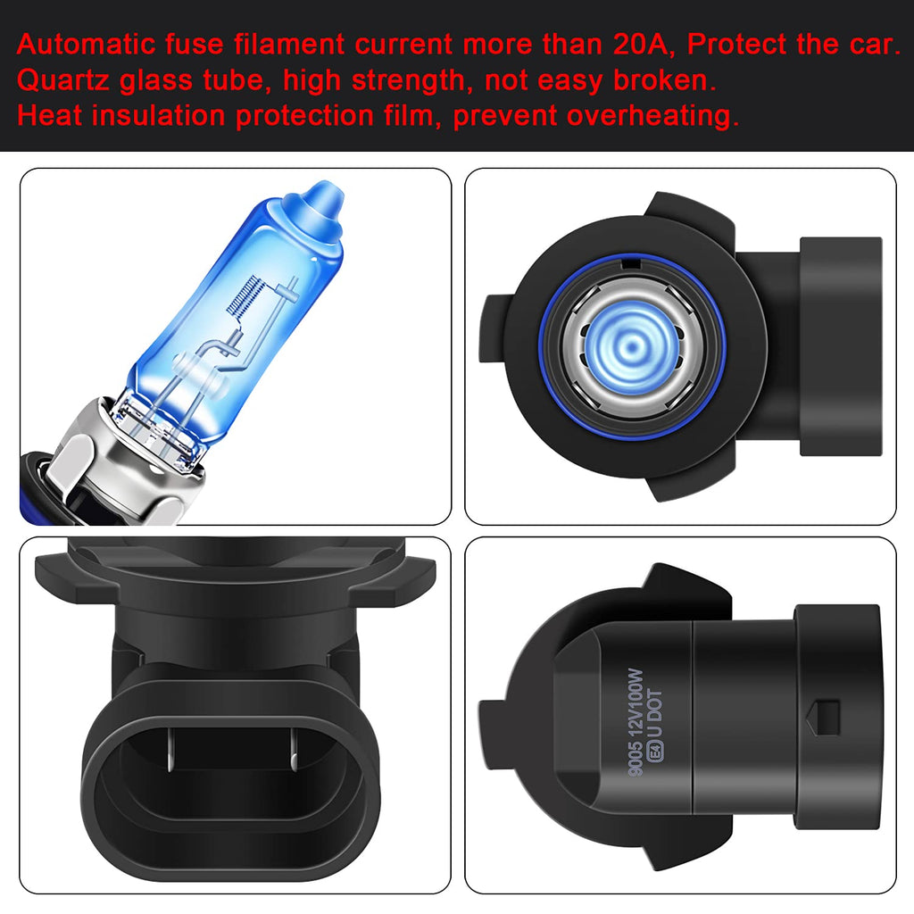 100W HB3 9005 Halogen Headlight Bulbs