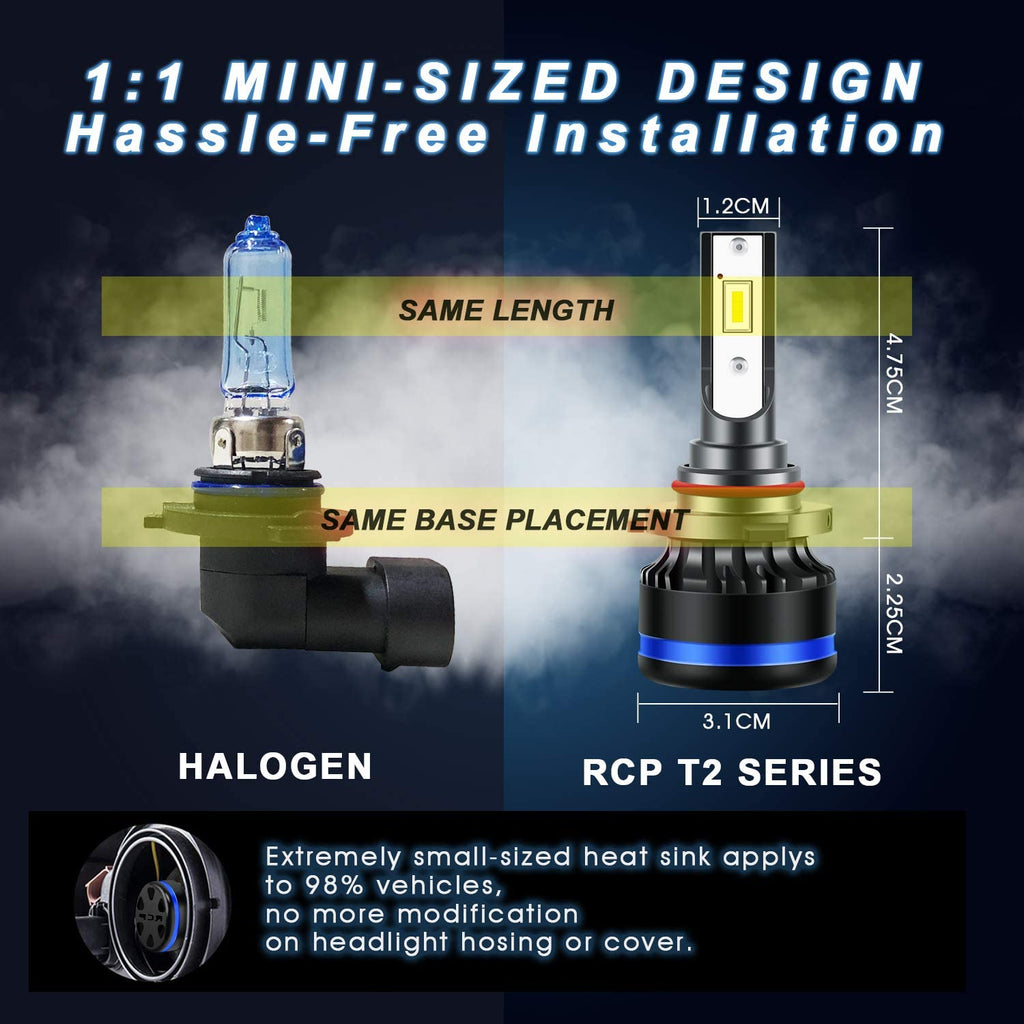 Mini-sized 6000K 9005 led headlight bulbs