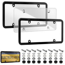 Clear License Plate Covers & Frame Holder Combo Fits Standard US Plates PC Material Unbreakable Number License Plate Protector, Pack of 2