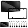 Tinted Black License Plate Covers & Frame Holder Combo Fits Standard US Plates PC Material Unbreakable Smoked Number License Plate Protector, Pack of 2