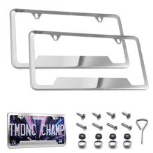 WinPower 2 Holes Stainless Steel License Plate Frames Rustproof Holder Fit Standard US/CA License Plate, 2pcs