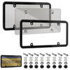 Smoked Gray License Plate Covers & Frame Holder Combo Fits Standard US Plates PC Material Unbreakable Tinted Number License Plate Protector, Pack of 2