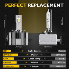 Winpower D1S D1R LED Headlight Bulbs N10 35W 6000K HID Replacement Lights Blubs