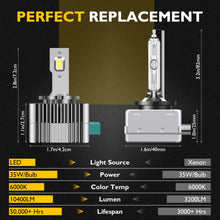 Winpower D3S D3R LED Headlight Bulbs N10 35W 6000K HID Replacement Lights Blubs