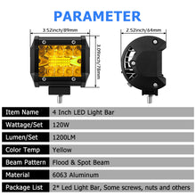 WinPower 4 Inch LED Pods, 120W 1200LM Flood Spot Combo Beam Pods Lights Off Road Light Bar Fog Lights Driving Work Light for Truck Pickup ATV UTV SUV Trailer Boat, Yellow