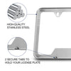 WinPower 2 Holes Stainless Steel License Plate Frames Rustproof Holder Fit Standard US/CA License Plate, 2pcs