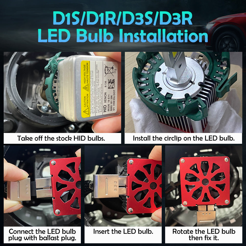 High Low Beam Plug and Play Installation LED Headlight Kit D1s D1r