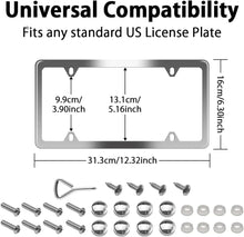 WinPower 2pcs Stainless Steel License Plate Frames Rustproof Holder Fit Standard US/CA License Plate 4 Holes