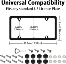 WinPower 2pcs Stainless Steel License Plate Frames Rustproof Holder Fit Standard US/CA License Plate 4 Holes, Black
