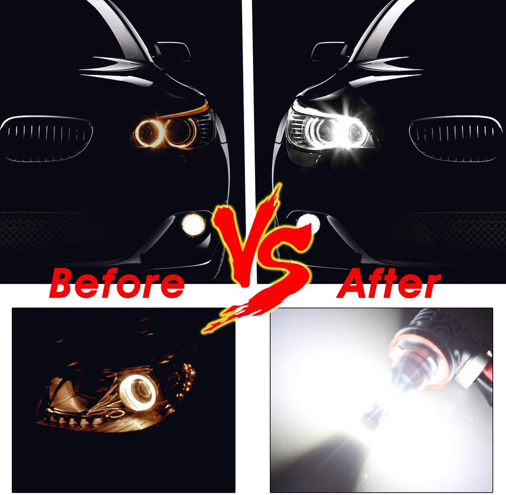 WinPower 2pcs H8 Angel Eyes LED Headlight Fog Lights Bulbs for BMW E87 E88 E92 E90 E60 X5 X6
