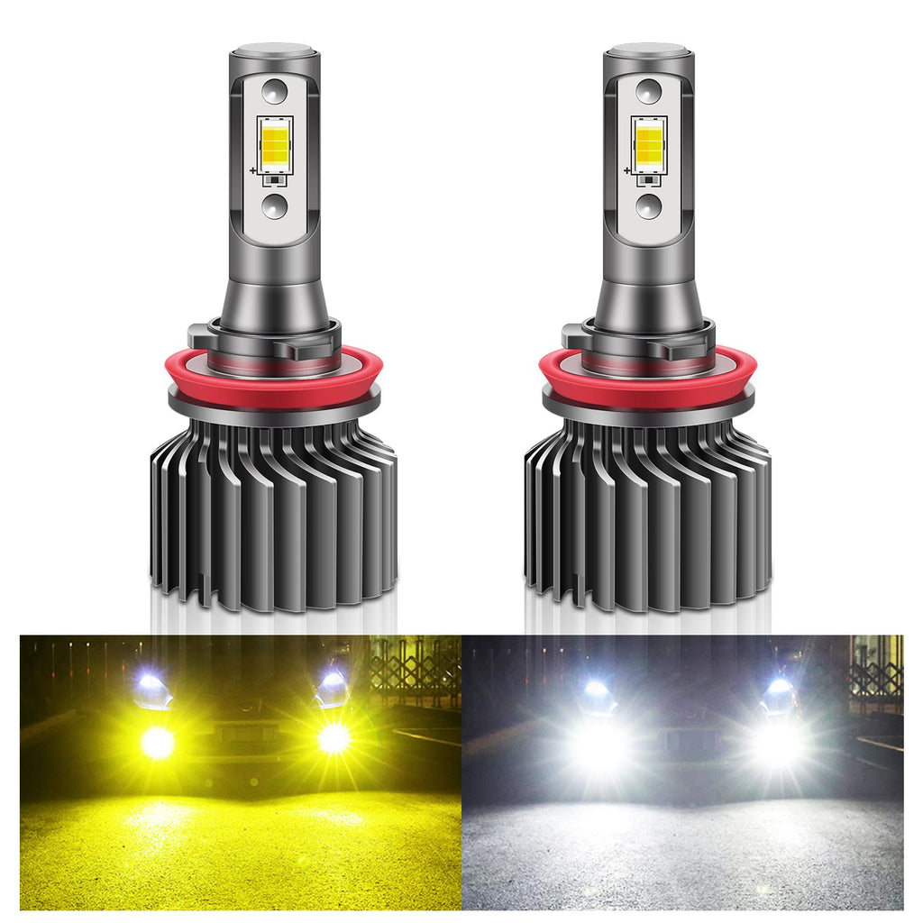 H11 H8 H9 LED Fog Light Bulbs Dual Color 3000K Yellow & 6000K White Fog Lamps
