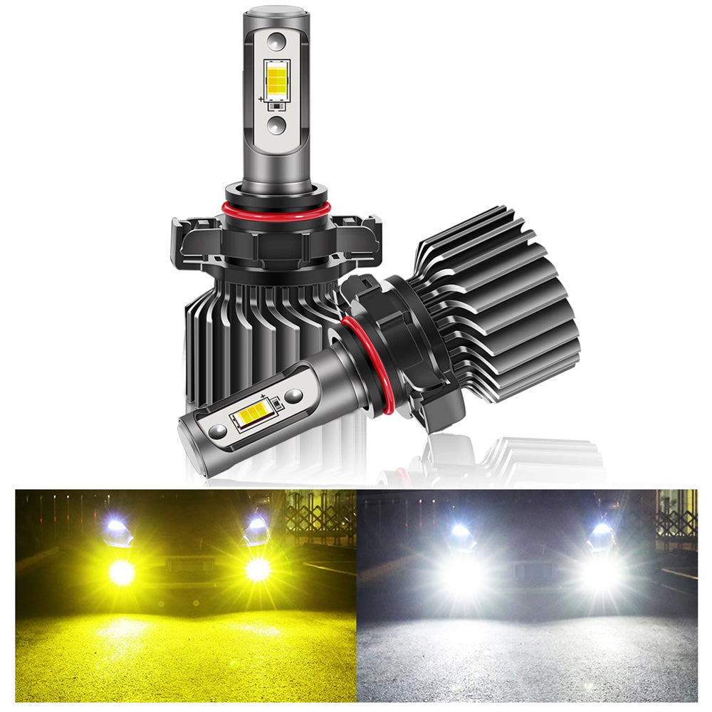 H16 5202 PSX24 LED Fog Lights Dual Color 3000K Yellow & 6000K White Fog Lamps