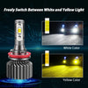 H11 H8 H9 LED Fog Light Bulbs Dual Color 3000K Yellow & 6000K White Fog Lamps