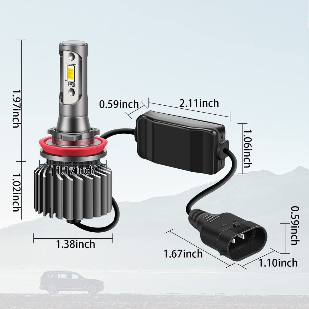 H11/H8/H16 LED Bulbs and Fog Lights Combo Package｜4 Bulbs