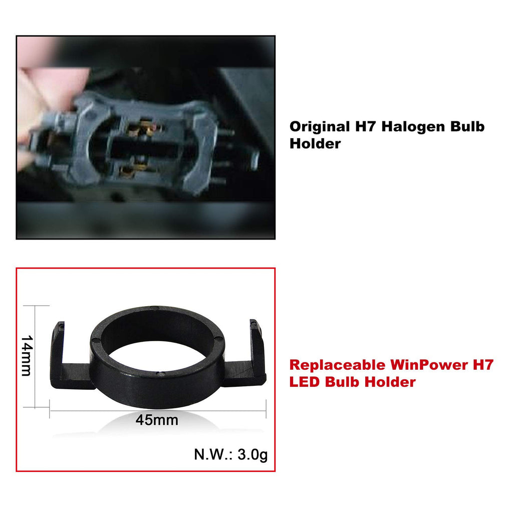 WinPower H7 Headlamp Bulb LED Base Adapter Holder Support for Mondeo, Peugeot, Citroen