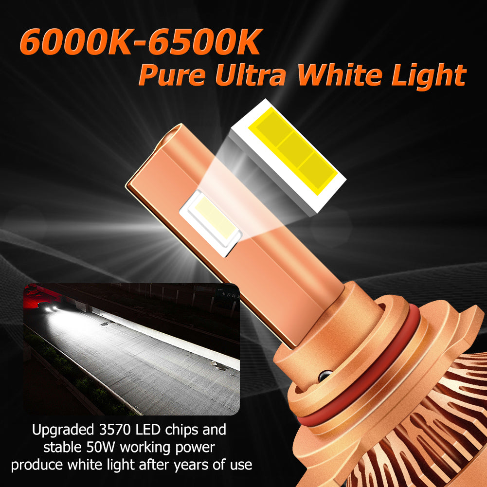 2pcs T12 9012 HIR2 LED Headlight Bulbs 50W Super Bright 6000K Cool Whi –  winpower