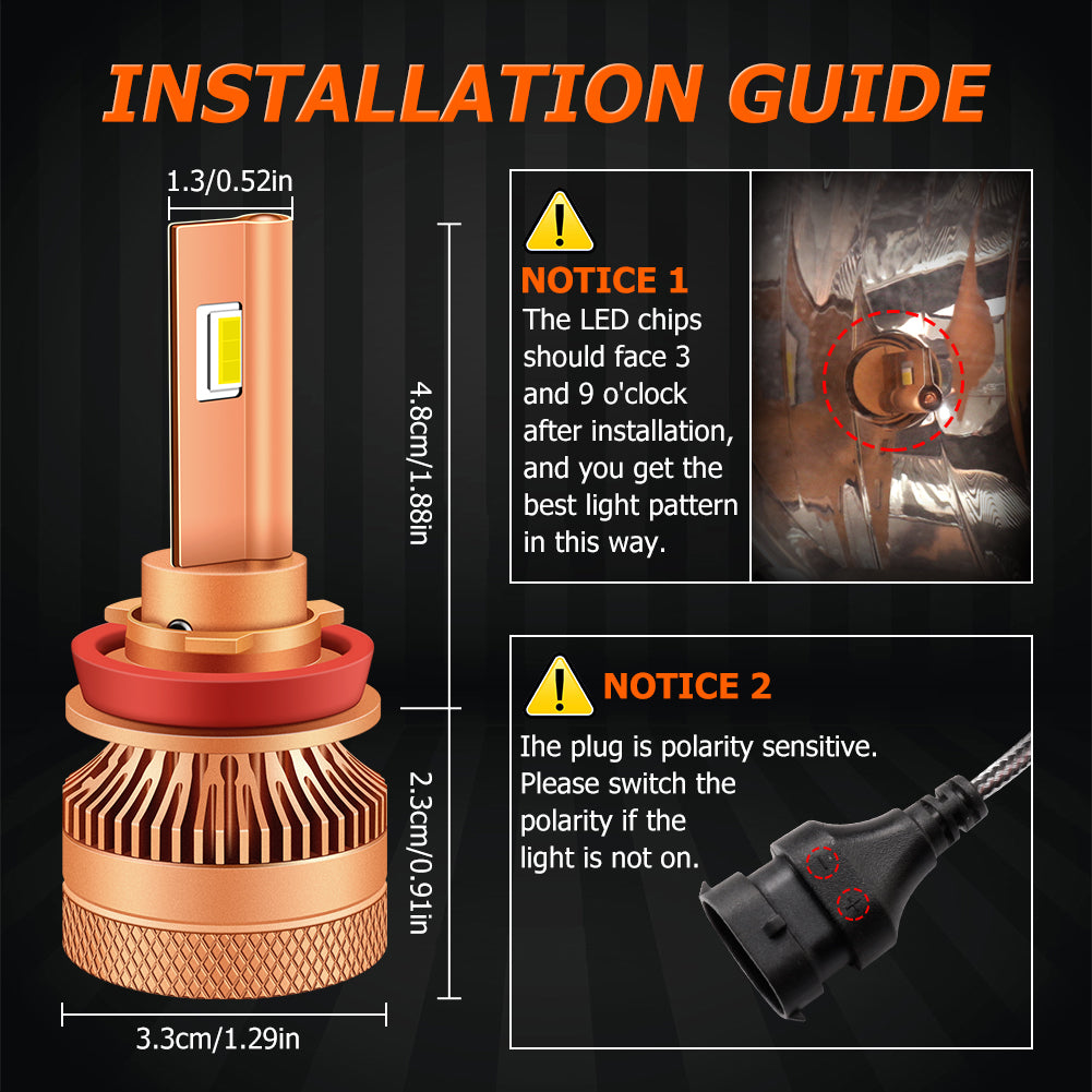 How to install H11/H9/H8 LED Headlight Bulbs/Fog Light