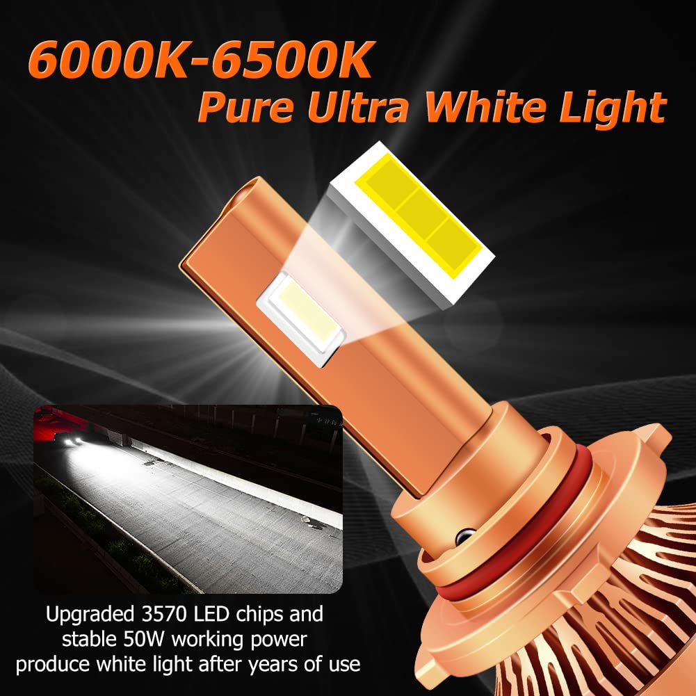 2pcs 50W 9005 9006 / HB3 HB4 LED Headlight Bulbs Super Bright 6000K White T12
