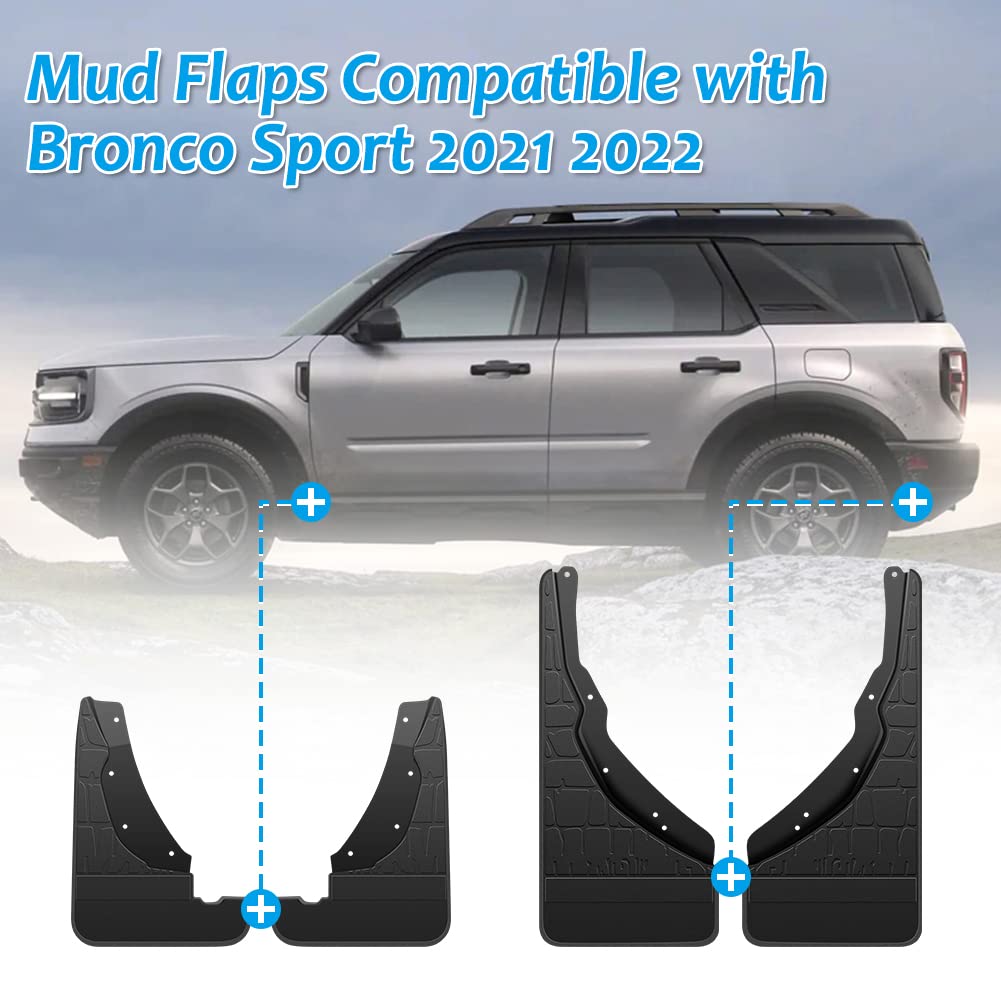 4pcs Mud Flaps Mudguard Splash Guards for Ford Bronco Sport 2021 2022 2023
