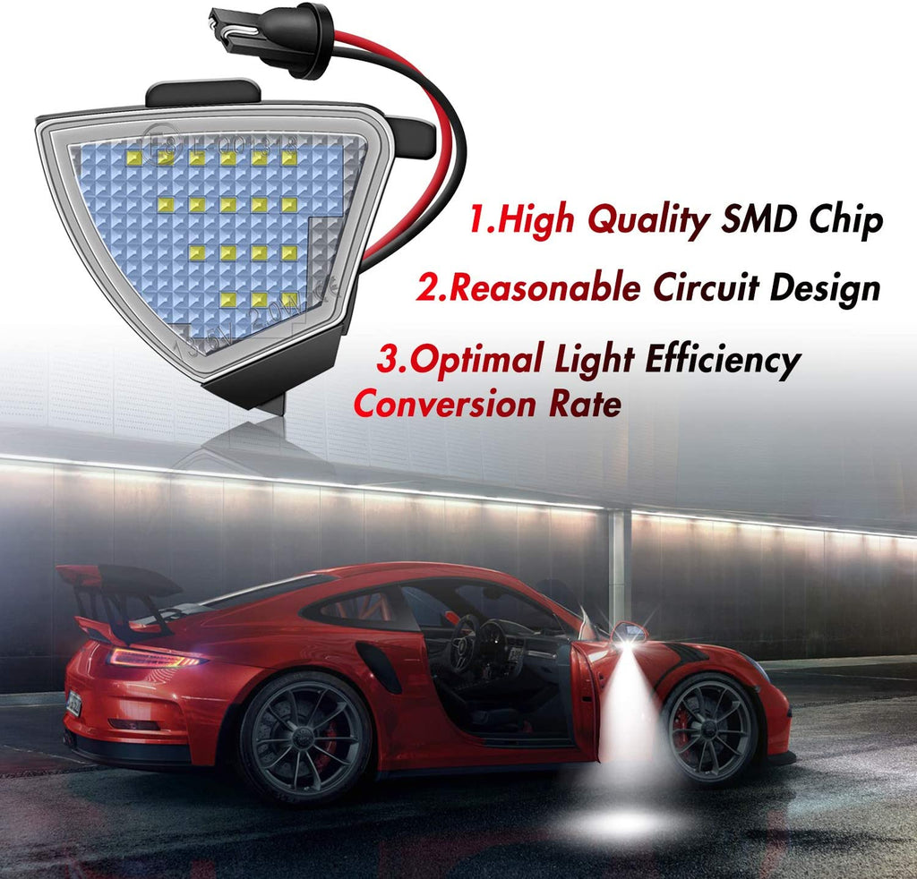 WinPower LED Puddle-lampen – 2 Stuks, 6000K Wit, Geschikt Voor Ford Focus, Kuga, Mondeo, C-Max, S-Max En Meer