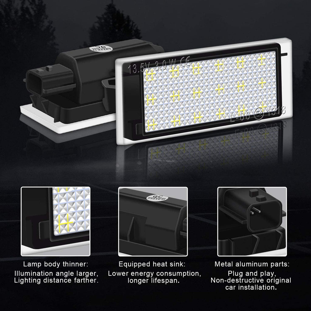 6000K Xenon White LED License Plate Lights for Renualt