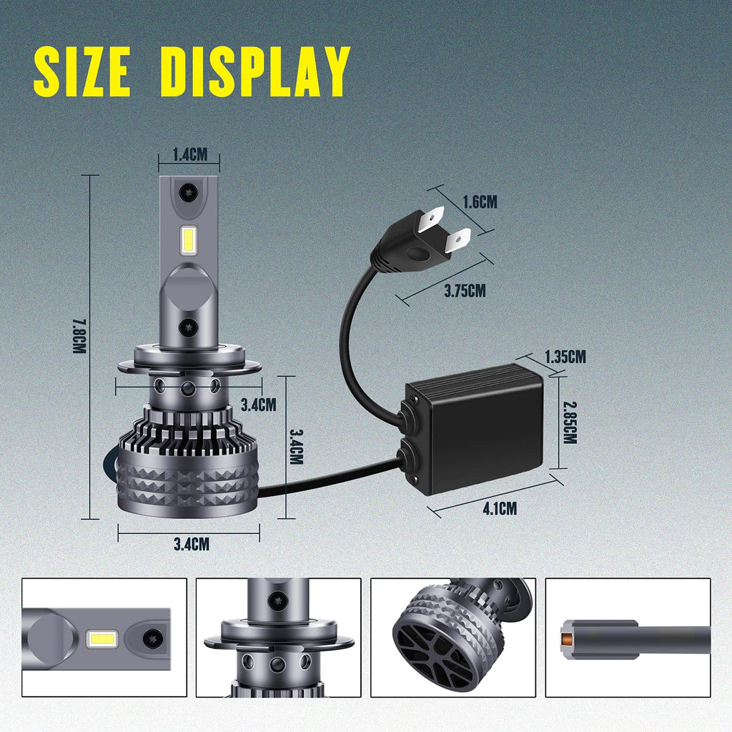 2pcs 70W T9 H7 LED Headlight Bulbs Conversion Kit 6500K Diamond White ...