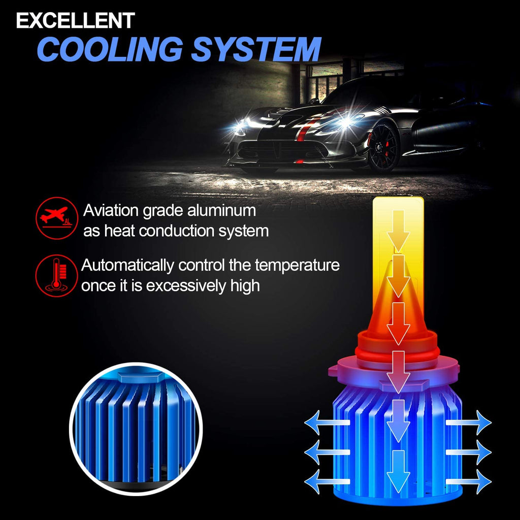 Excellent Cooling System 9005 led headlight bulbs