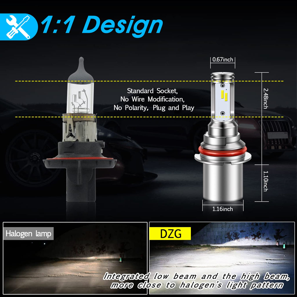 OXILAM Q36 9007/HB5 Bombillas 2025, 20000LM Super Brillantes, 6000K Luz Blanca Fría 9007/HB5 Para Faros Antiniebla, 3min Enchufe Y Listo, IP68, Pack De 2