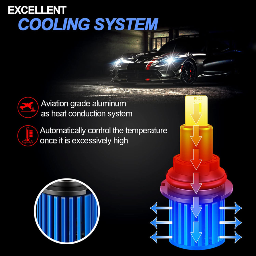 cooling system 9007 led headlight bulbs