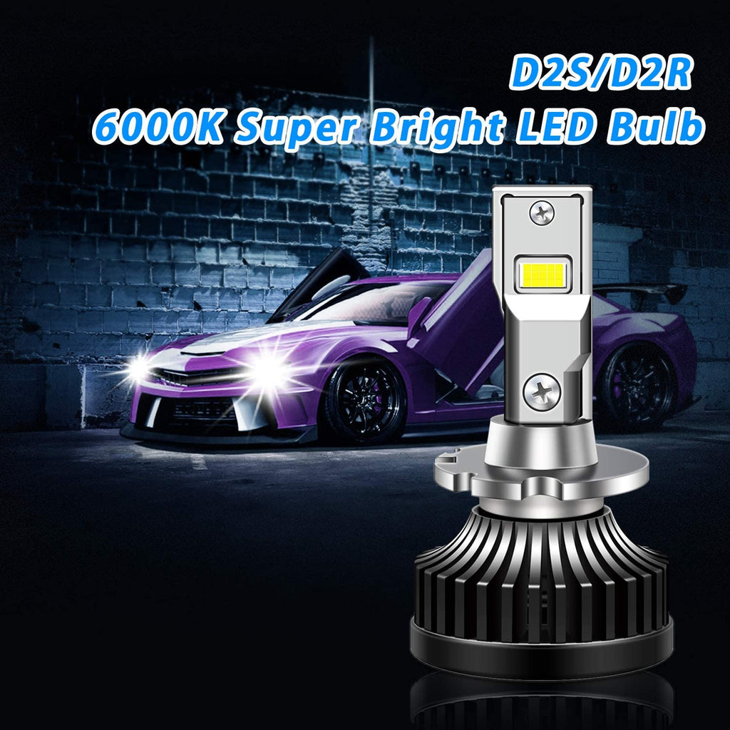 Sycreek Ampoules LED D2S D2R,100W 22000LM 6000K Blanc pour Phares
