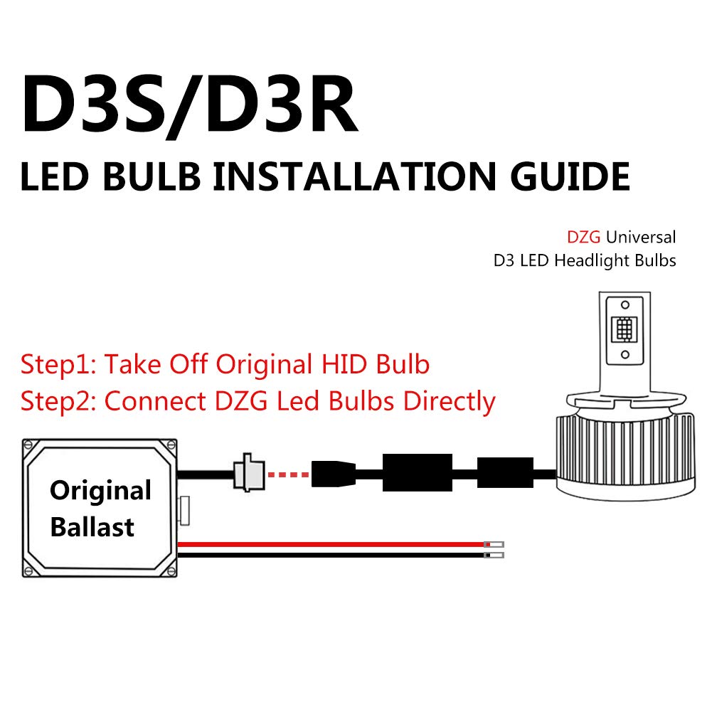 D3S / D3R LED Headlight Bulbs with Internal Driver - HID Replacement -  6500K - 8,000 Lumens/Set