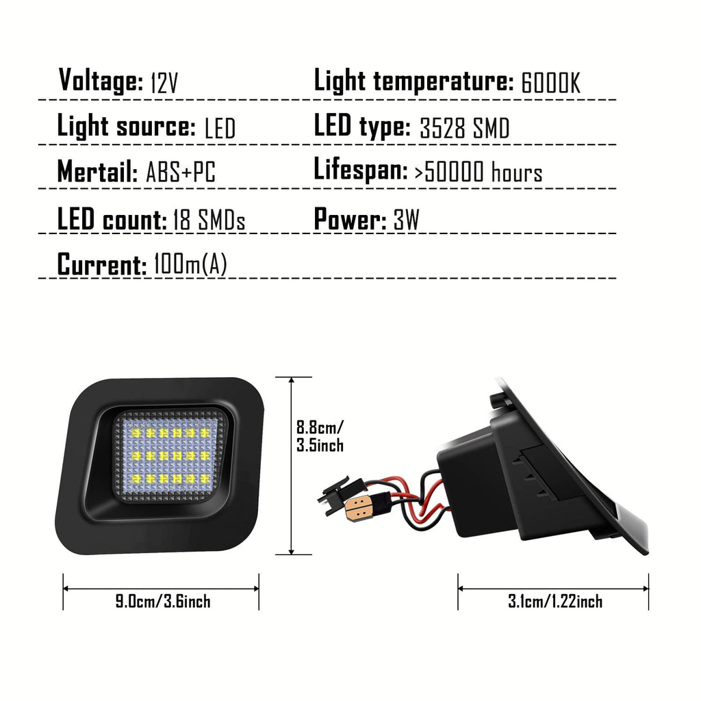 LED License Plate Lights 18 SMDs for Dodge RAM 1500/2500/3500 2003-2018
