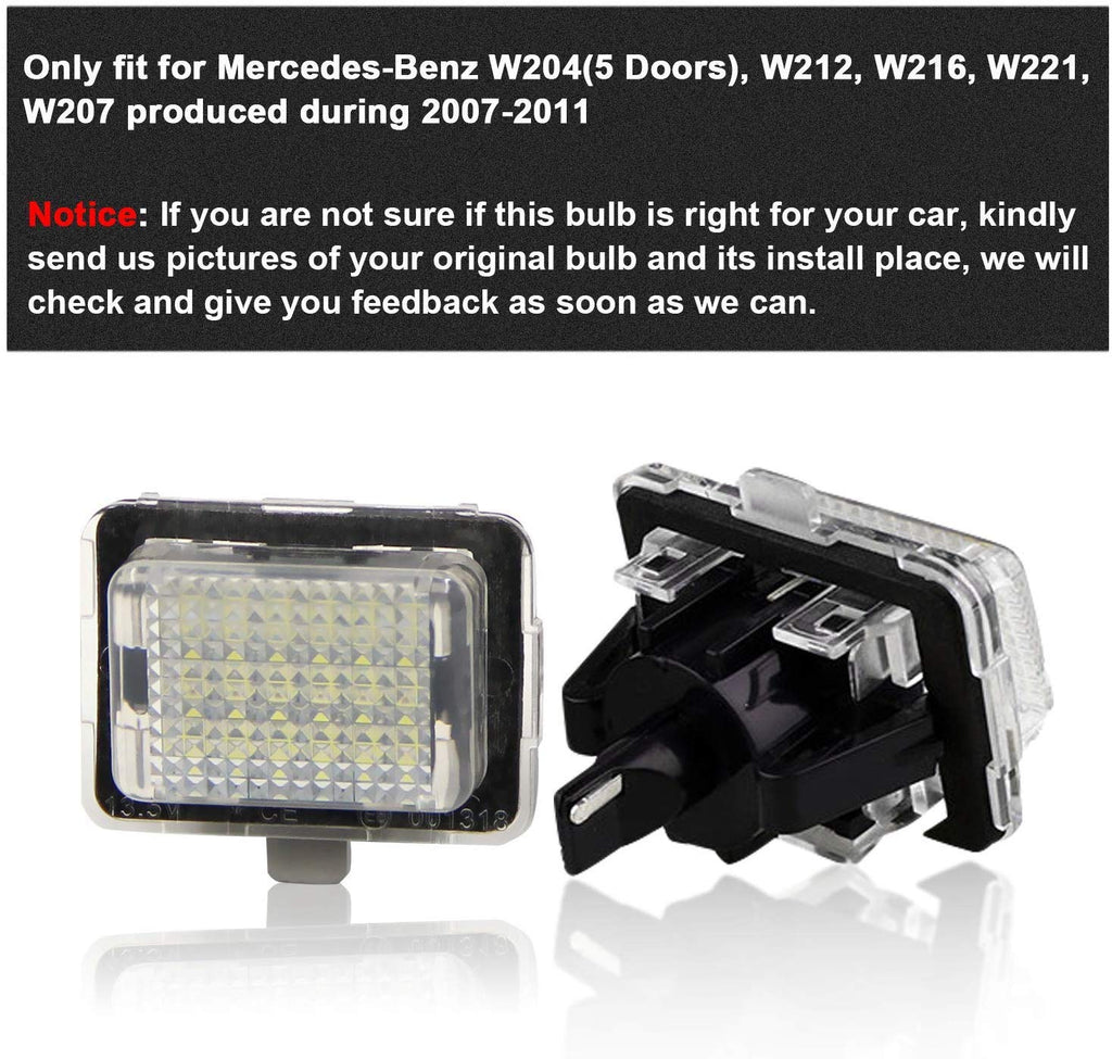 2pcs For Merdeces-Ben W204 W212 W216 W221 W207 LED License Plate Lights Assembly 6000K