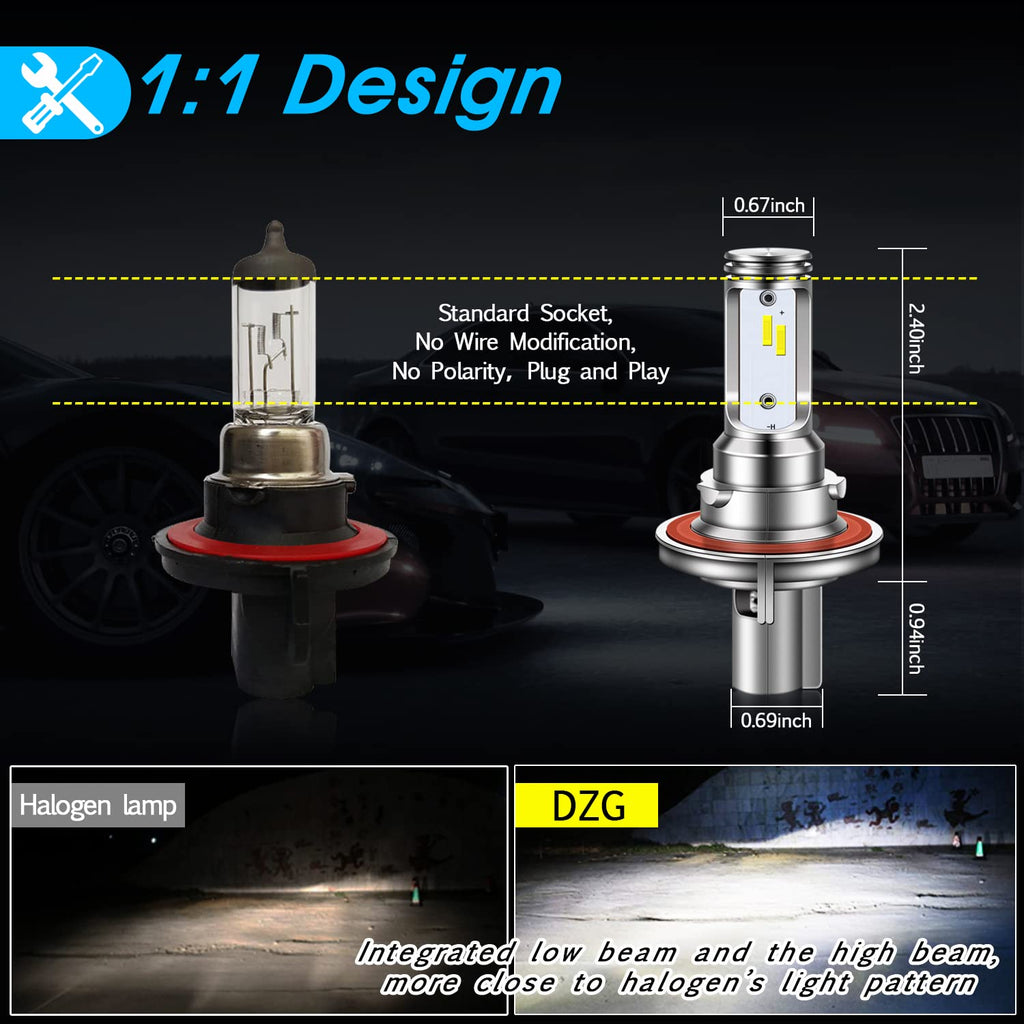 1:1 design h13 led headlight bulbs