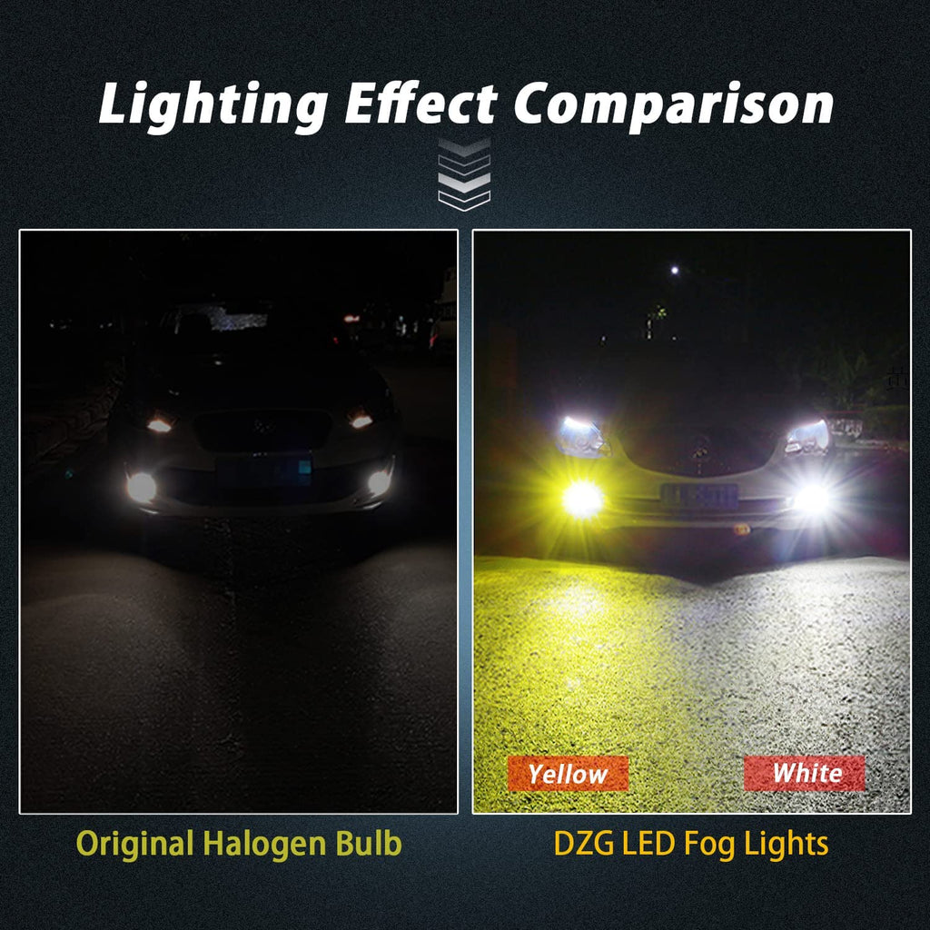 H16 5202 PSX24 LED Fog Lights Dual Color 3000K Yellow & 6000K White Fog Lamps