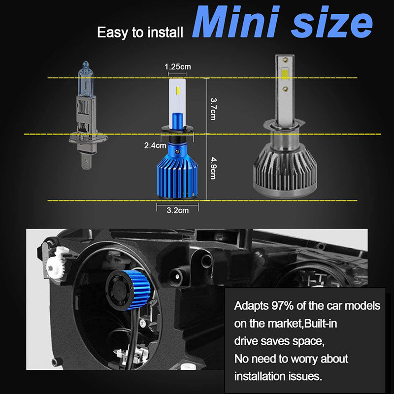 WinPower H1 LED Headlights Bulb 6000K White Light Waterproof 50,000 hours  lifespan, 2 pcs – winpower