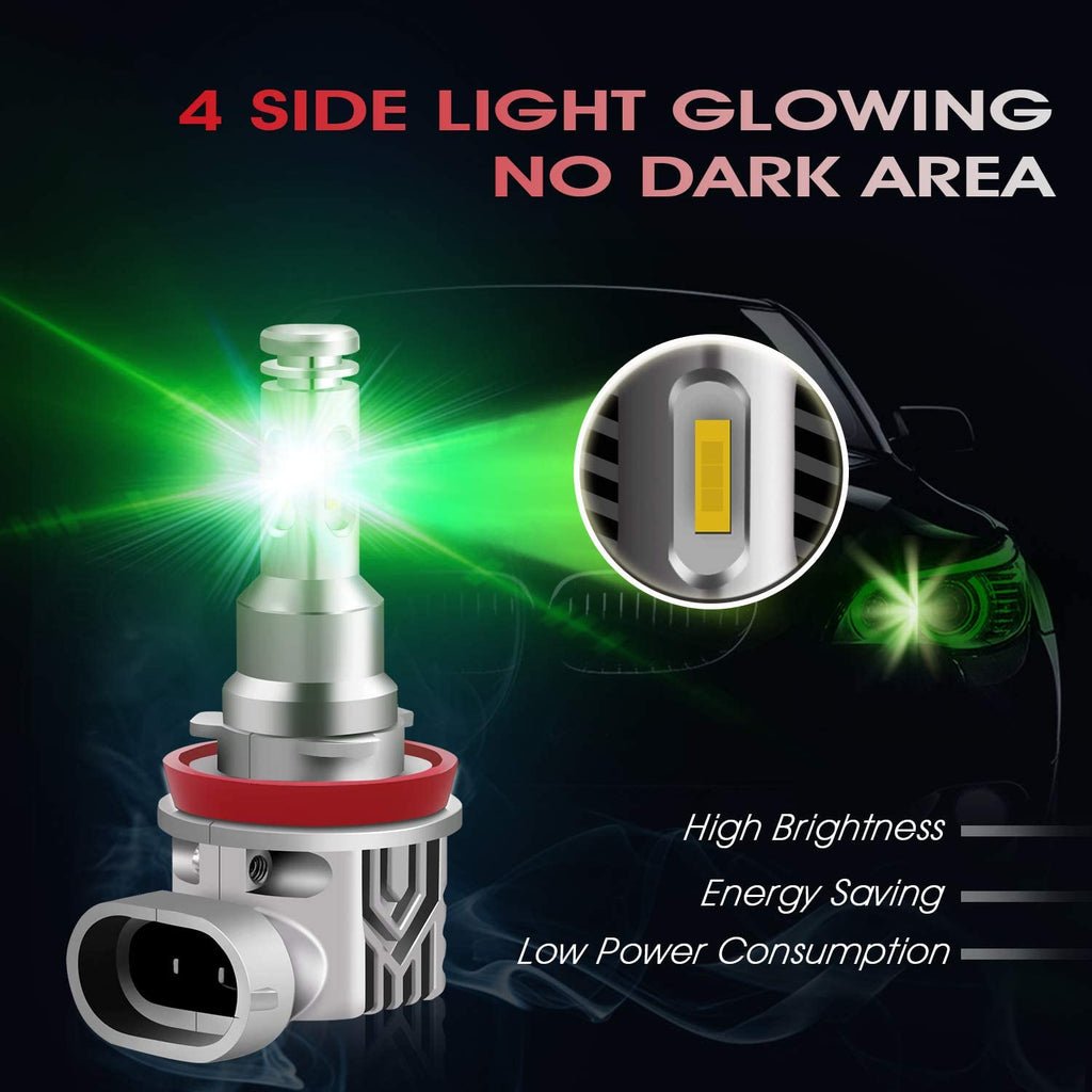 WinPower H8 Led Headlight Bulbs 360-Degree Compatible with BMW 4500K Lime  Green Color – winpower