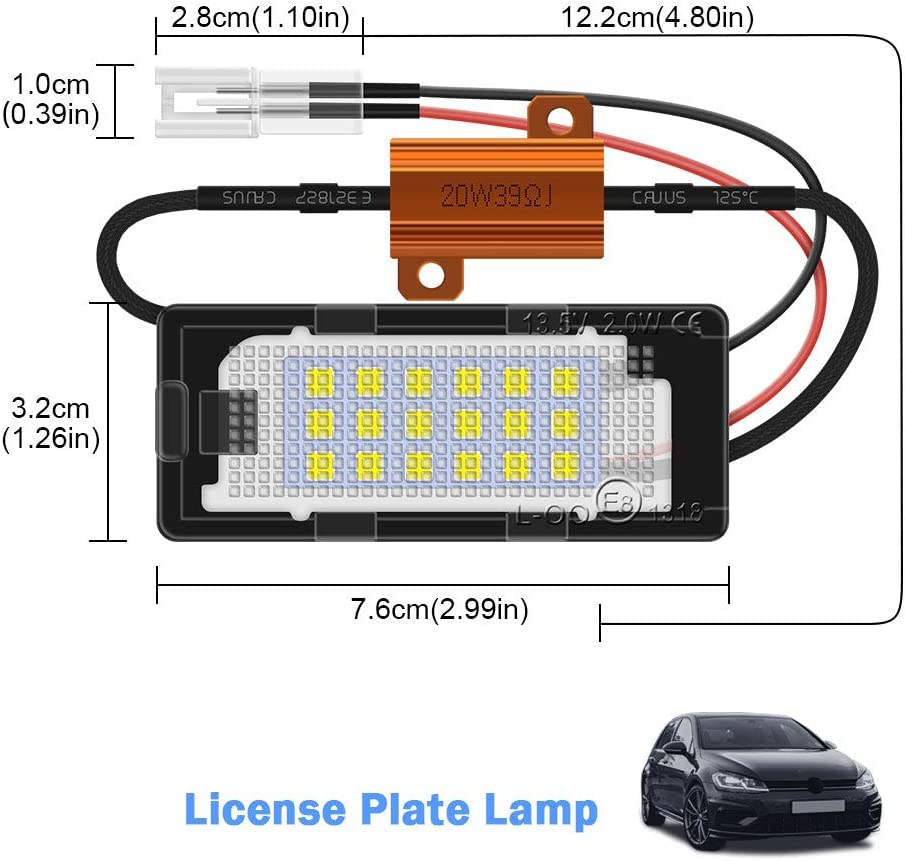 2pcs White LED License Plate Light Car Number Lamp Brazil